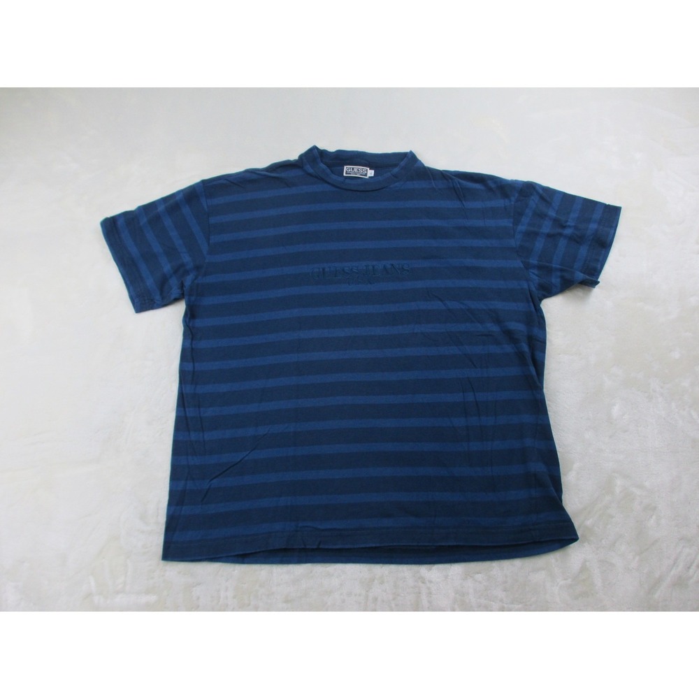VINTAGE Guess Shirt Mens Extra Large Blue Striped Georges Marciano USA 90s